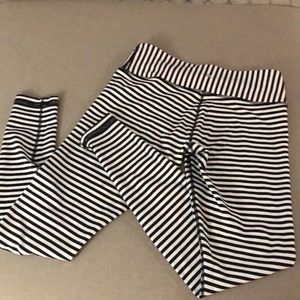 Lulu lemon black and white striped long leggings